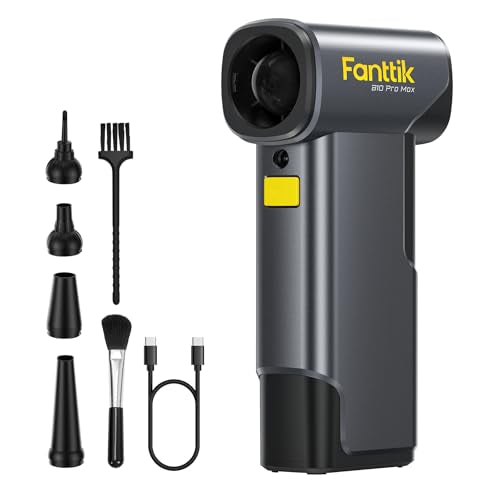 Fanttik B10 Pro Max Electric Air Duster, 130000RPM Brushless Motor, Compressed Air Duster, 6 Gears Adjustable, One-tap Booster, 28.8Wh Rechargeable Battery, Electric Duster for PC, Car (Grey) - color: Grey