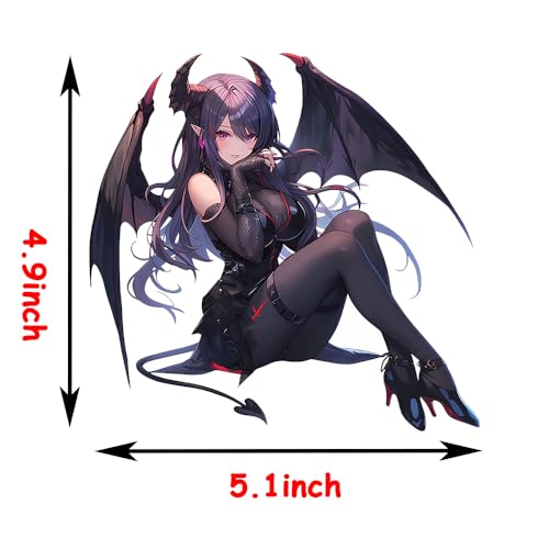 5.1" Devil Kawaii Girl with Wings Sitting Anime Car Decals Auto Body Laptop Windshield Trunk Lid Accessories Stickers (D) - color: D