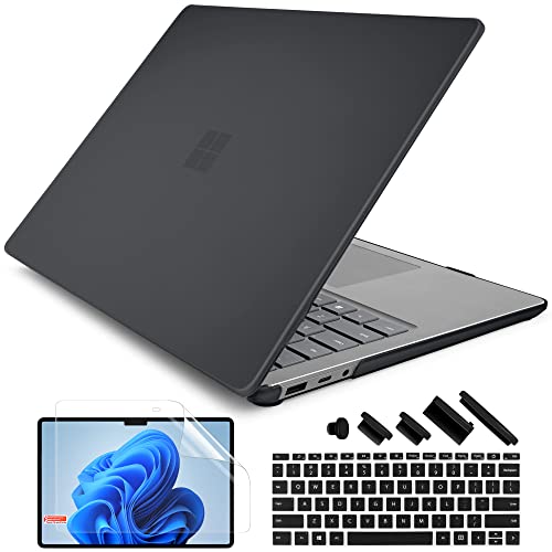 Batianda Premium Protective Case for 13.5 inch Microsoft Surface Laptop 5 4 3 with Metal Palm Rest - Slim Design with Superior Impact Resistance & Keyboard Cover & Screen Protector, Matte Black - color: Matte Black, size: with Metal Palm Rest