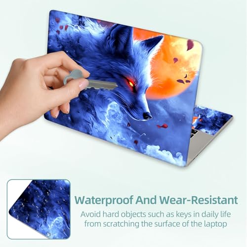 Universal Laptop Skin Decal, 3-Piece Vinyl Protector for 12 13 14 15.6" Notebook, Waterproof Anti-Scratch, Easy Trim & Bubble-Free Finish, Mystical Nine-Tailed Fox - color: Mystical Nine-tailed Fox