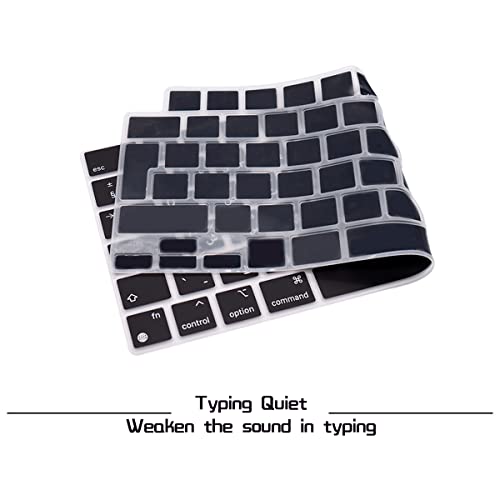 HRH Keyboard Cover Skin EU for MacBook Air 13”15"(M5-M2)&Pro 14”16"(M5-M1) | Arabic,Black,2026-2021,A3426 A3427 A3434 A2992 A2918,Neo 13"A18,Precise Fit,Dust Proof,Waterproof,Durable,Keyboard Accessory - color: Arabic