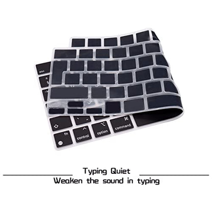HRH Keyboard Cover Skin EU for MacBook Air 13”15"(M5-M2)&Pro 14”16"(M5-M1) | Arabic,Black,2026-2021,A3426 A3427 A3434 A2992 A2918,Neo 13"A18,Precise Fit,Dust Proof,Waterproof,Durable,Keyboard Accessory - color: Arabic