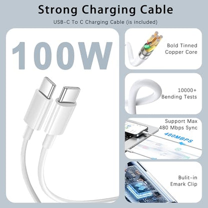 Mac Book Pro Charger - 100W USB C Laptop Charger Compatible with MacBook Pro/Air 16, 15, 14, 13 Inch, MacBook M1 M2 M3 M4 M5, iPad Pro/Air and All Type C Device, Type C to C Fast Charger
