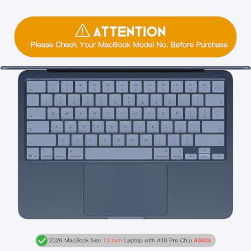 CaseBuy Keyboard Cover Skin for 2026 MacBook Neo 13-inch A18 Pro A3404 | MacBook Neo 13" Accessories Protector, Invisible Protection, Spill & Dust Resistant TPU Protector, US Layout, Clear - size: Macbook Neo 13"(2026 with Touch ID)