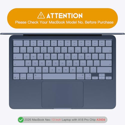 CaseBuy Keyboard Cover Skin for 2026 MacBook Neo 13-inch A18 Pro A3404 | MacBook Neo 13" Accessories Protector, Invisible Protection, Spill & Dust Resistant TPU Protector, US Layout, Clear - size: Macbook Neo 13"(2026 with Touch ID)