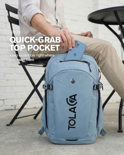 Tolaccea Travel Laptop Backpack 32L, TSA Friendly Flight Approved Computer Work Business Bag, Water-resistant Carry on Luggage, Durable Casual Daypack College Rucksack for Men Women - color: Sky Mist