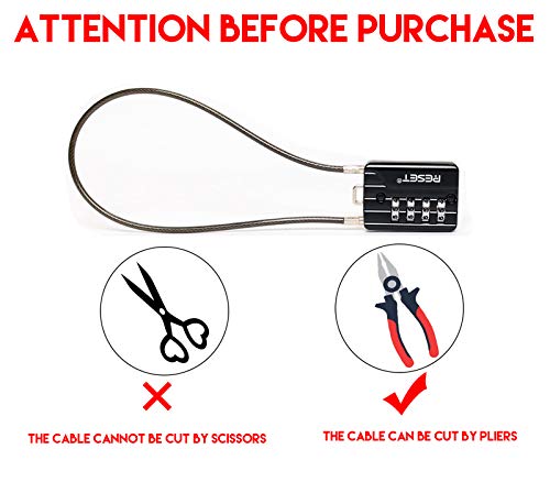 RESET-200 4-Digit Combination Cable Lock, 19.7 in/50cm, 2 Pack | 19.7 in/50cm cable for wider latch spacing, bags, storage boxes, and small gear; light-duty use only. 2 locks included. - size: 50cm(20 inch)Cable