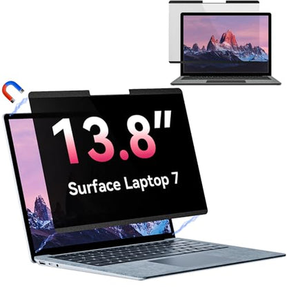 Magnetic Privacy Screen for Microsoft Surface Laptop 7 13.8 Inch, Removable Anti Glare Blue Light Filter, 13.8 In Anti Spy Black Security Private Block Screen Protector