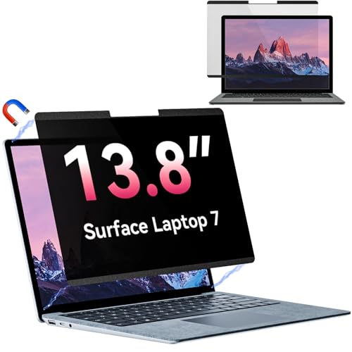 Magnetic Privacy Screen for Microsoft Surface Laptop 7 13.8 Inch, Removable Anti Glare Blue Light Filter, 13.8 In Anti Spy Black Security Private Block Screen Protector
