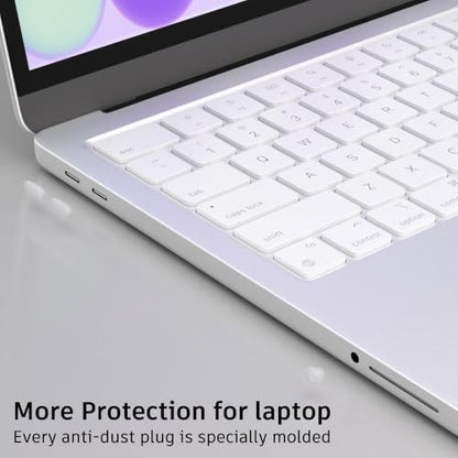 ProElife 7 Pcs Anti Dust Dirt Plug Cups Set for MacBook Neo, Clear | Durable & Reusable Silicone Laptop Accessories, Custom Fit Design, Easy to Clean Non-Slip Stuff for Macbook USB-C & Headphone - color: Clear