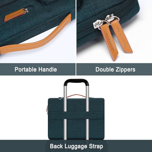 MOSISO 360 Protective Laptop Shoulder Bag, 15 inch Computer Bags | Compatible with MacBook Air 15 inch/Pro 15, Dell XPS Plus,Side Open Messenger Bag with 4 Zipper Pockets&Handle, Teal Green - color: Teal Green, size: 15 inch