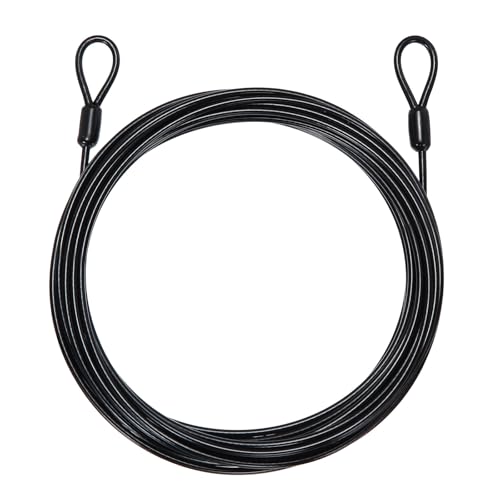 PATIKIL Security Cable Lock (1/8" Dia 32.8ft 110lb Load Capacity, Black) Vinyl Coated Stainless Steel Double Loops Flexible Wire Rope Safety Cable Luggage Lock Suit for - Outdoor - color: Black, size: 1/8" x 32.8ft