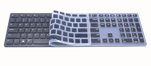 Silicone Keyboard Cover Skin Compatible for Dell Pro KM5221W KB500 Keyboards & Dell Wireless Bluetooth Keyboard KM7321W (Black) - color: Black