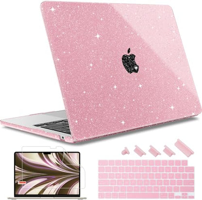 May Chen Case for MacBook Air 13/13.6-inch (M5/M4/M3/M2, 2022-2026 Models A3449 A3240 A3113 A2681), Lightweight | Closes Seamlessly | Ideal for Work Hard Shell Case, Pink Glitter - color: Pink Glitter