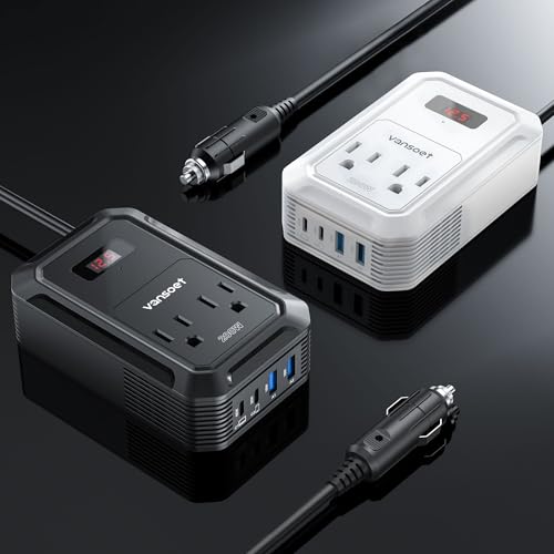 200W Car Power Inverter DC 12V to 110V AC Inverter with PD 65W/30W USB C & 2 QC 18W USB Ports & 2 AC Outlets,Car Pluɡ Adapter Outlet for Laptop/Phone/Road Trip - color: Black
