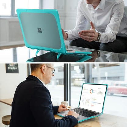 Batianda Durable Stand Case for Microsoft Surface Laptop 13.8 Inch, Blue | Ergonomic Foldable Stand, Heavy Duty Matte Hard Shell, Fits 2024-2026 Surface Laptop 7/8th Edition for Business 13.8 Inch - color: Blue