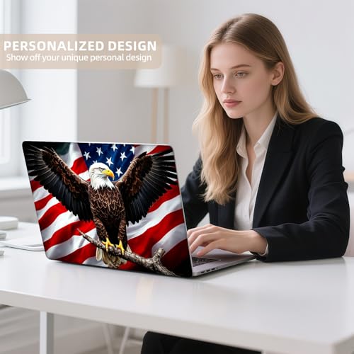 Universal Laptop Skin Sticker for 12/13/14/15.6 Inch Laptops, Reusable Vinyl Laptop Decal Cover, Waterproof Scratch Resistant Notebook Skin with 2 Wrist Pads,Eagles American Flag - color: Eagles American Flag
