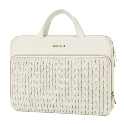 MOSISO Laptop Case 13.3 inch, 13-13.3 inch Laptop Sleeve, Sand | Compatible with MacBook Neo/Air 13.6 M5 M4 M3 M2 M1/Pro 13/14, HP Dell Lenovo ASUS, Wheat Ear Quilted Bag with Handle&Pocket - color: Sand, size: 13.3 inch
