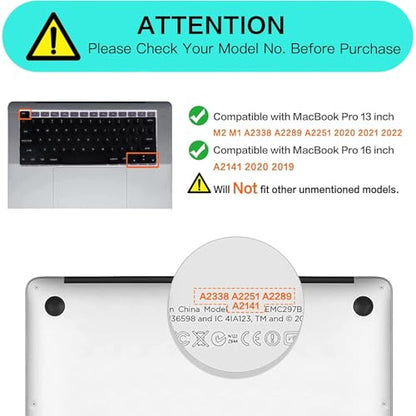 Keyboard Cover for Long Nails Compatible with MacBook Pro 13 inch M2 2023, 2022, 2021 2020 M1 A2338 A2289 A2251&Compatible with MacBook Pro 16 2020 2019 A2141 Touch ID, US ANSI (Black & Heart) - color: Black