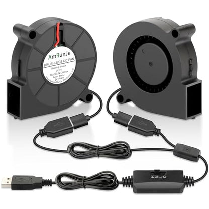 50mm x 15mm USB Blower Fan 5V Variable Speed for Welding Helmet | 2PCS Squirrel Cage Blower Fan DC Brushless Turbo Small Computer Case Fan for Cooling 3D Printer Costume Thin Client CPU Modem - size: 2x 50mm x 15mm