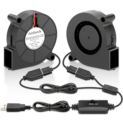 50mm x 15mm USB Blower Fan 5V Variable Speed for Welding Helmet | 2PCS Squirrel Cage Blower Fan DC Brushless Turbo Small Computer Case Fan for Cooling 3D Printer Costume Thin Client CPU Modem - size: 2x 50mm x 15mm
