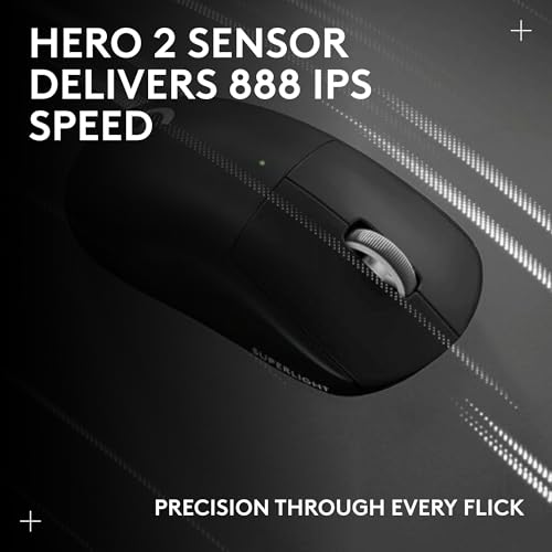 Logitech Pro X Superlight 2c Wireless Gaming Mouse 51g Compact - Black | 51g compact mini size, symmetrical shape, <8 kHz polling, 44K DPI, PowerPlay wireless charging, USB-C, 5 buttons, for PC/Mac - color: Black, size: Compact, style: Mouse