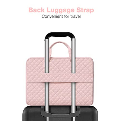 MOSISO 360 Protective Laptop Case 14 inch, 14 inch Laptop Sleeve | Compatible with HP Lenovo Dell ASUS Acer, HP Stream, Dell Latitude,Square Quilted Bag with 2 Pockets&Handle&Belt, Chalk Pink - color: Chalk Pink, size: 14 inch