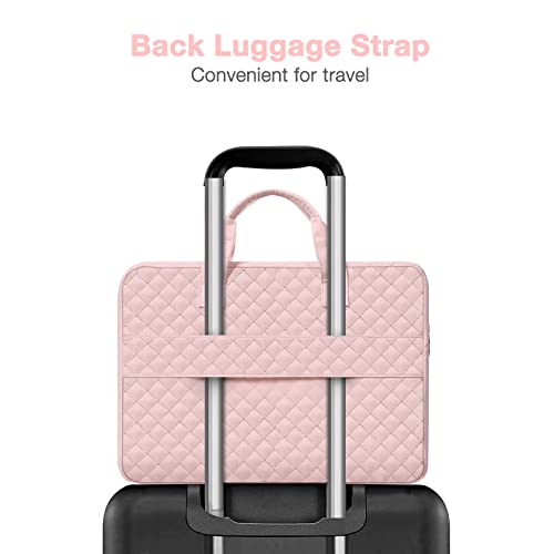 MOSISO 360 Protective Laptop Case 13 inch, 13 inch Laptop Sleeve,Chalk Pink | Compatible with MacBook Air M5 M4 M3 M2 M1 2026-2018/Neo/Pro M2 M1, Square Quilted Bag Cover with 2 Pockets&Handle&Belt - color: Chalk Pink, size: 13 inch