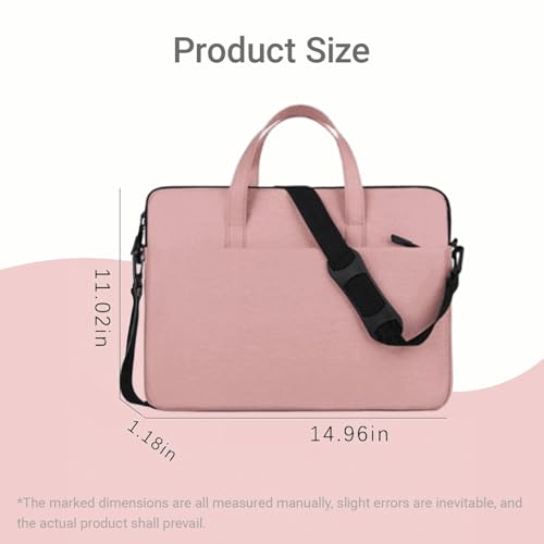 14.96" Water-Resistant Messenger & Shoulder Bag - Protective Laptop Case for 1 Zipper Pockets - color: Pink
