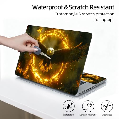 Universal Laptop Skin Sticker Decal, 12"-15.6" Aesthetic Vinyl Wrap, Eagle Fire Ring Epic Waterproof Notebook Cover Art Protector for MacBook HP Dell Lenovo, Fits 13" 14" 15" 15.6" - color: Eagle Fire Ring Epic