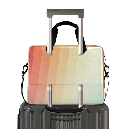 Travel Laptop Sleeve Bag Portable Crossbody Messenger with Handle and Shoulder Strap 15.6 inch Case Hard Cover with Zipper Retro Vintage Stripes Retro