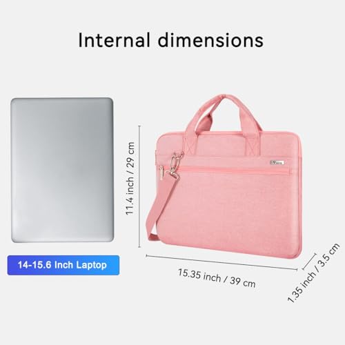 Voova Laptop Bag 13-14 Inch, 360° Protective Laptop Case Sleeve with Shoulder Strap Compatible with Macbook Air 13, MacBook Pro 13/14, Waterproof Computer Bag Slim Briefcase for Men Women, Pink - color: Pink, size: 13-13.5 inch