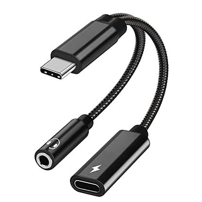 2 in 1 USB C to 3.5mm Headphone and Charger Adapter, USB C to AUX Mic Jack with PD 60W Fast Charging for Stereo, Earphones, Compatible with iPhone 17/16, Samsung Galaxy S25/S24, Google Pixel 9/8