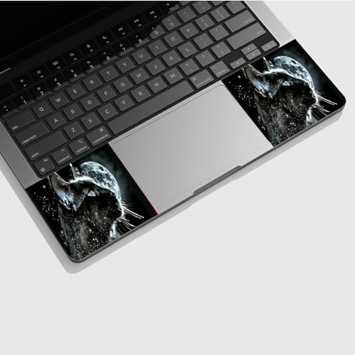 Universal Laptop Skin Sticker with 2 Wrist Pad Skins, Waterproof Scratch Resistant Vinyl Laptop Cover Decal, Cut to Fit for 11–15.6 Inch MacBook HP Dell Lenovo, Black Cat Moon - color: Black Cat Moon