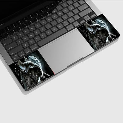 Universal Laptop Skin Sticker with 2 Wrist Pad Skins, Waterproof Scratch Resistant Vinyl Laptop Cover Decal, Cut to Fit for 11–15.6 Inch MacBook HP Dell Lenovo, Black Cat Moon - color: Black Cat Moon