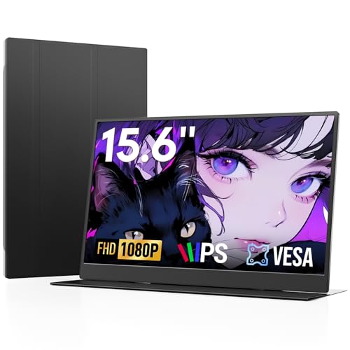 15.6" Portable Monitor with Smart Cover, FHD 1080P IPS Travel Monitor for Laptop, Built-in Speaker& Stand, USB-C&Mini HDMI Screen Extender for Laptop Mac PC Phone Xbox PS4/5 Switch with Stand Case - style: 15.6 CASE