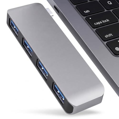 Compact USB C Hub for MacBook Pro/Air/Neo, Laptops, Tablet, Game Consoles | Cordless plug-in design, slim compact size for one-hand use. Snug fit avoids bumps & friction, great for travel & office