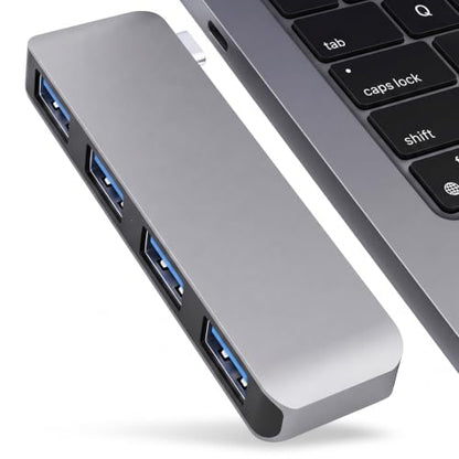 Compact USB C Hub for MacBook Pro/Air/Neo, Laptops, Tablet, Game Consoles | Cordless plug-in design, slim compact size for one-hand use. Snug fit avoids bumps & friction, great for travel & office