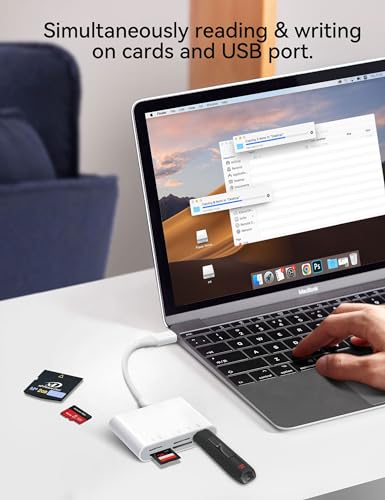 ChiaoPio USB C SD Card Reader, 5 in 1 USB-C to Memory Card Adapter with SD MicroSD MS Memory Stick XD Picture Slots & USB Female Port Compatible with iPhone 15 iPad Mac MacBook Pro/Air/Mini Laptop - size: 5 Port