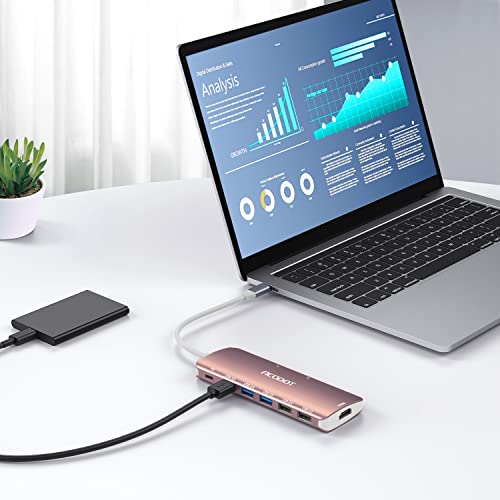 USB C Hub, 9-in-1 Multi-Port USB Adapter, 4K@60Hz HDMI, 100W Max PD, 3 USB3.0(5Gbps) + 2 USB2.0 Data Ports, SD/TF Card Reader for MacBook, iPad Pro, Dell, HP, Lenovo, Windows Laptop, Rose Gold - color: Rose Gold