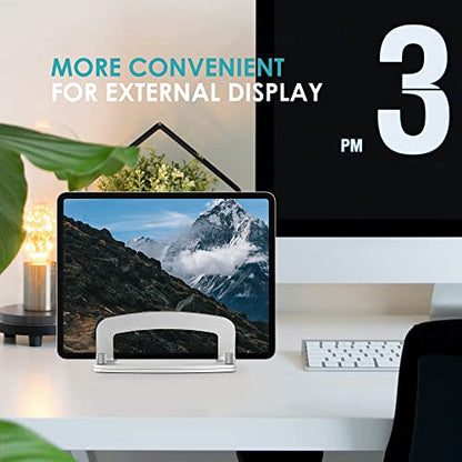 LOTEYIKE Aluminum Vertical Laptop Stand, MacBook Pro Laptop Vertical Stand Dock Holder with Adjustable Slot Fits All Laptops Notebook Tablets MacBook Air- Save Space & Improve Airflow, Silver | with Adjustable Slot Fits All Laptops Notebook Tablets MacBoo