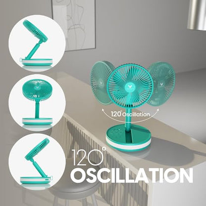 VENTY Portable Fan - Wireless Battery Operated Fan - 4 Speeds - LED Lighting - Carry Case & Remote Control - Cruise Travel - Outdoor Travel RV Power Bank With USB-C Port (Mint with Case) - color: Mint