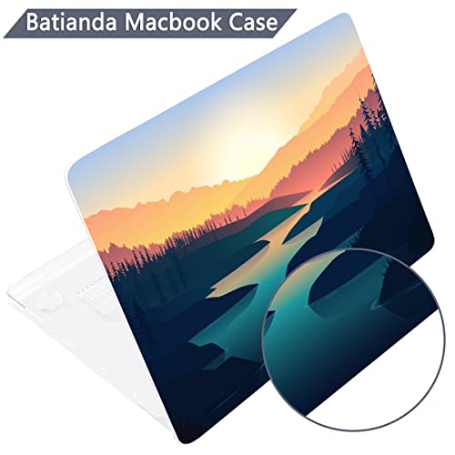 Batianda AstroGrid Case for MacBook Air 13.6" M2-M5 Chip, Dawn River | 4-in-1 Set with Pastel River Valley Design, Lightweight Slim Hard Shell Protection For Students, Travelers and Nature Lovers - color: Dawn