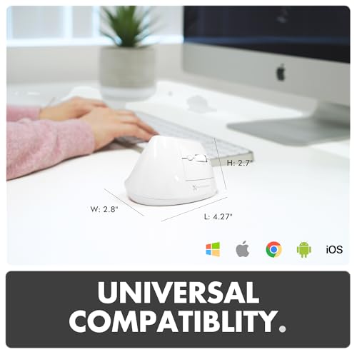 X9 Performance Wireless Vertical Ergonomic Mouse - (BT + 2.4Ghz) - Click in Comfort - Up to 4000 DPI, 6 Button, Rechargeable - Bluetooth Ergonomic Vertical Mouse Wireless - for Mac and PC - White - color: White