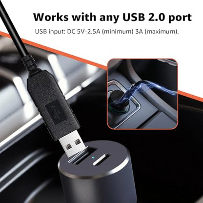 USB to DC Car Charger Cable for Furrion FOS07TADS Vision S Monitor, Replacement Power Supply Cord for 7-Inch Screen Display, Compatible with Hitch Wireless Backup Camera FOS48TA-BL & FOS48TAPK-BL - size: 6.56FT