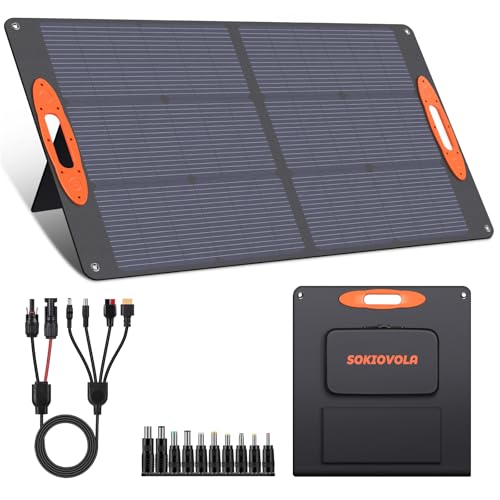 SOKIOVOLA N-Type 16BB 100W Portable Solar Panel 18V Mono ETFE Foldable Solar Panel,25% High Efficiency IP68 Waterproof for Camping Outdoor RV Blackout - color: 100 Orange