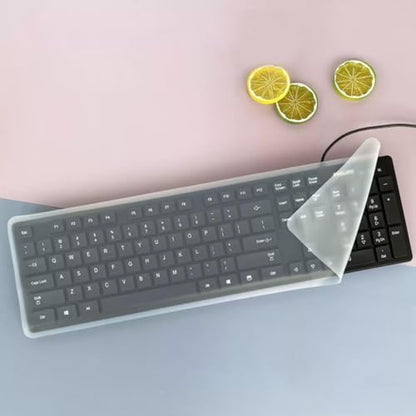 2 Pack Universal Keyboard Cover for Standard Size PC Computer Desktop Keyboards, Clear Waterproof Anti-Dust Silicone Keyboard Protector Cover Skin (Size: 17.52" x 5.51")