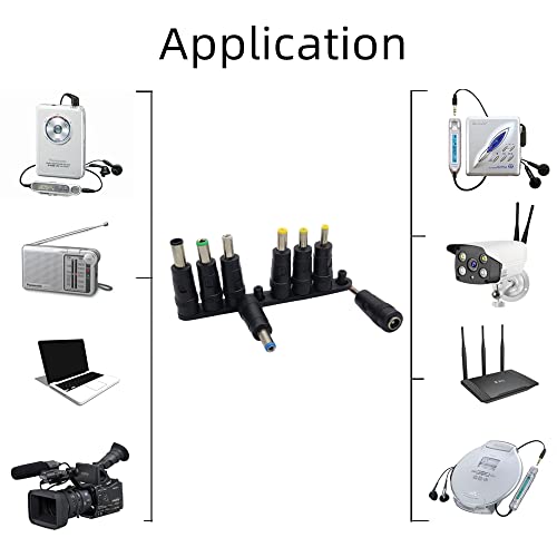 DC Adapter Connector Set - 8 Pack Power Adapter Tips Female 5.5x2.1mm to Male Multi Size Connectors for Monitor Webcam Router Mini PC CCTV Bluetooth Speaker