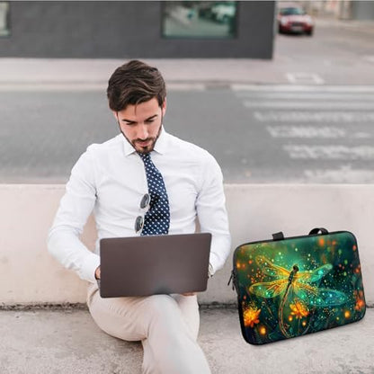 14" 15" Laptop Handle Bag Computer Bag,14.2" 15.4 inch Pouch Holder Notebook Sleeve Cover Compatible for Dell,Lenovo,Toshiba HP, Asus Notebook Messenger Briefcase-Glowing dragonfly - color: Glowing Dragonfly