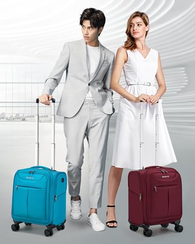 Hanke Underseat Carry On Luggage with Wheels, Lightweight Small Suitcase Airline Approved 16 Inch Softside Personal Item Travel Bag for Women Men, Compact Under Seat Luggage.(Caribbean Blue) - color: Caribbean Blue